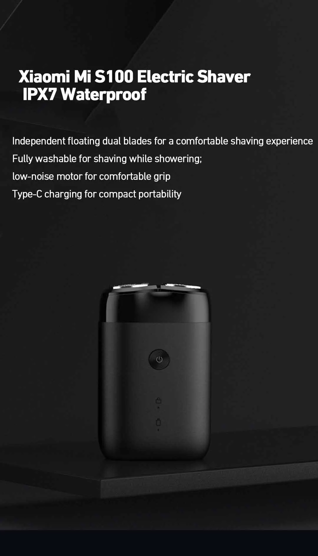 Afeitadora eléctrica Xiaomi Mi S100, resistente al agua IPX7, 7200 RPM, cabezal flotante doble, afeitado en seco/húmedo, carga rápida USB tipo C, 90 min. - Imagen 8