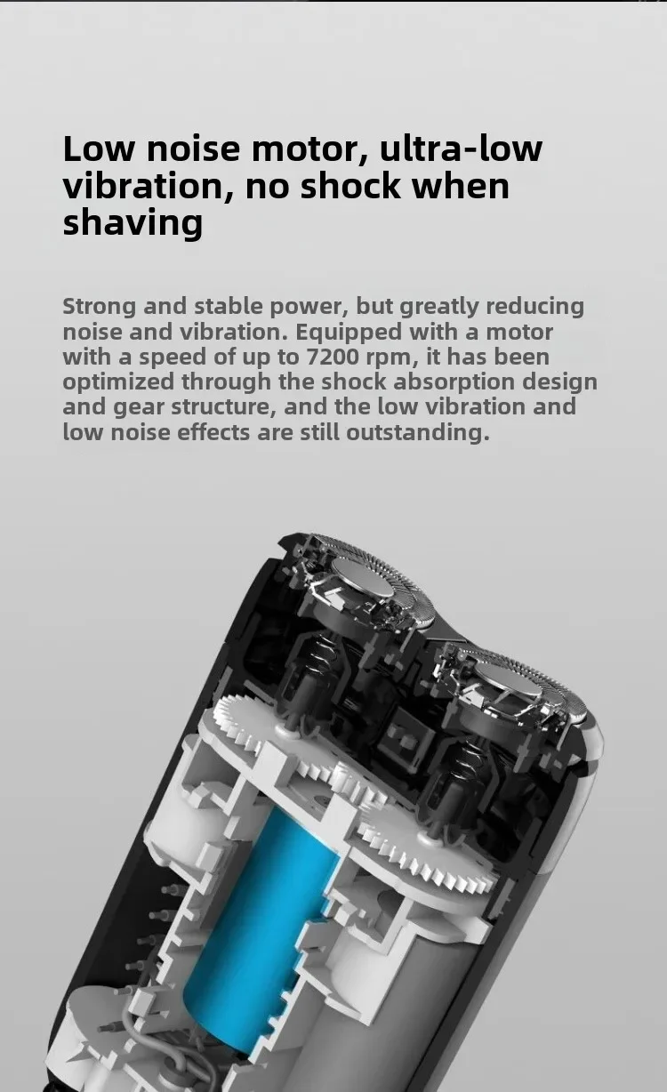 Afeitadora eléctrica Xiaomi Mi S100, resistente al agua IPX7, 7200 RPM, cabezal flotante doble, afeitado en seco/húmedo, carga rápida USB tipo C, 90 min. - Imagen 13