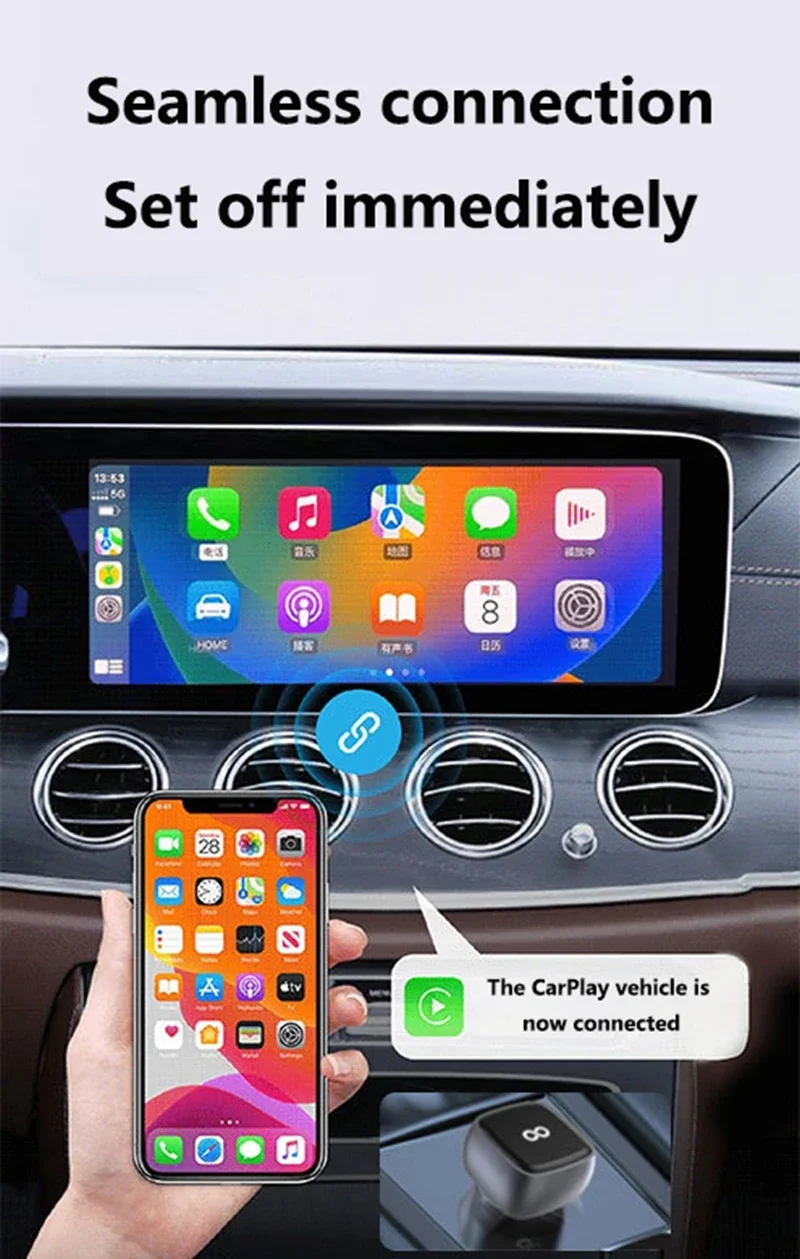 Adaptador Xiaomi 2 en 1 con cable a inalámbrico para CarPlay y Android Auto, compatible con autorradios OEM, con dongle USB, Smart Box, Plug & Play y Bluetooth. - Imagen 14