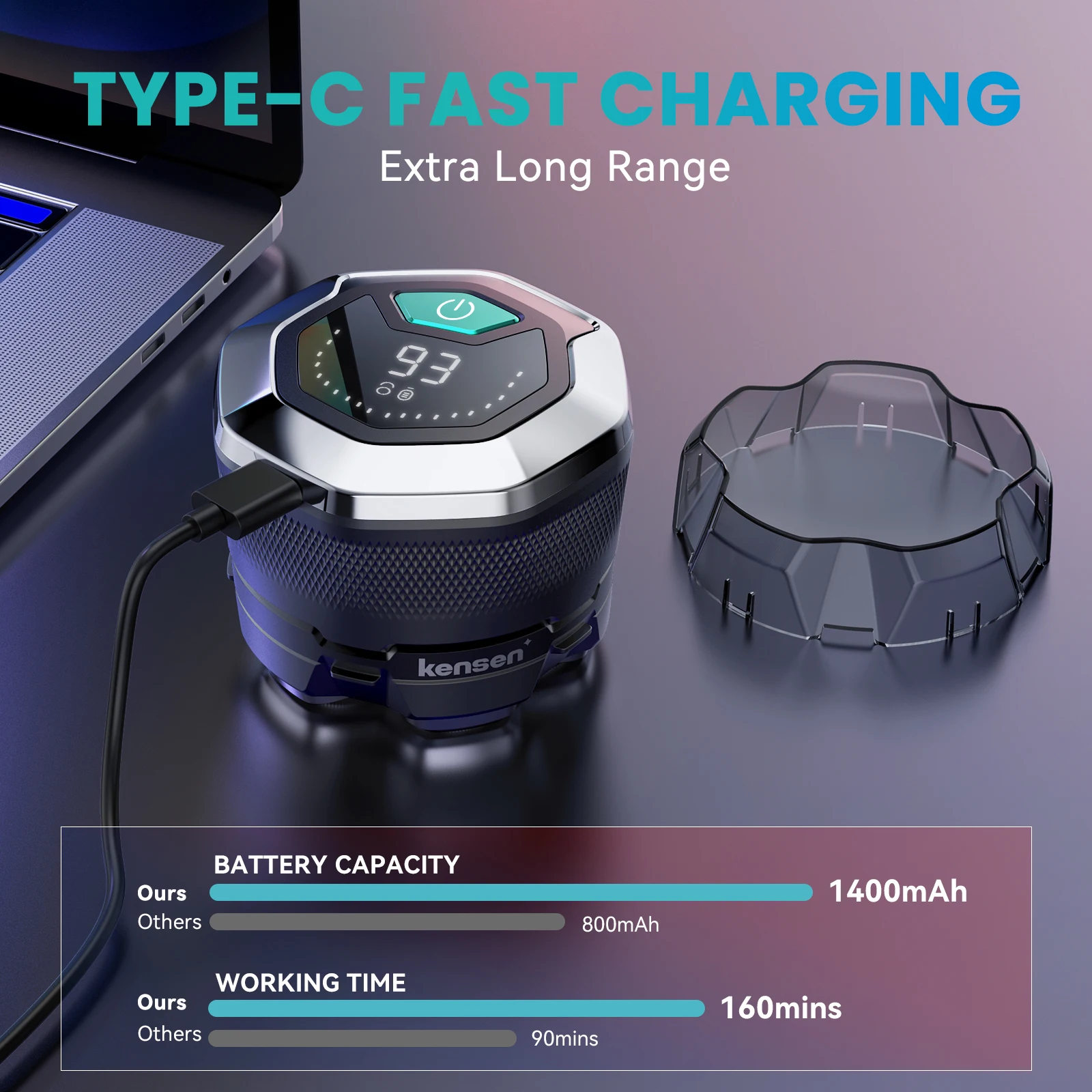 Afeitadora eléctrica para cabeza KENSEN para hombres calvos, maquinilla magnética 6D, recortadora de barba, recargable por USB, pantalla LED, resistente al agua. - Imagen 5