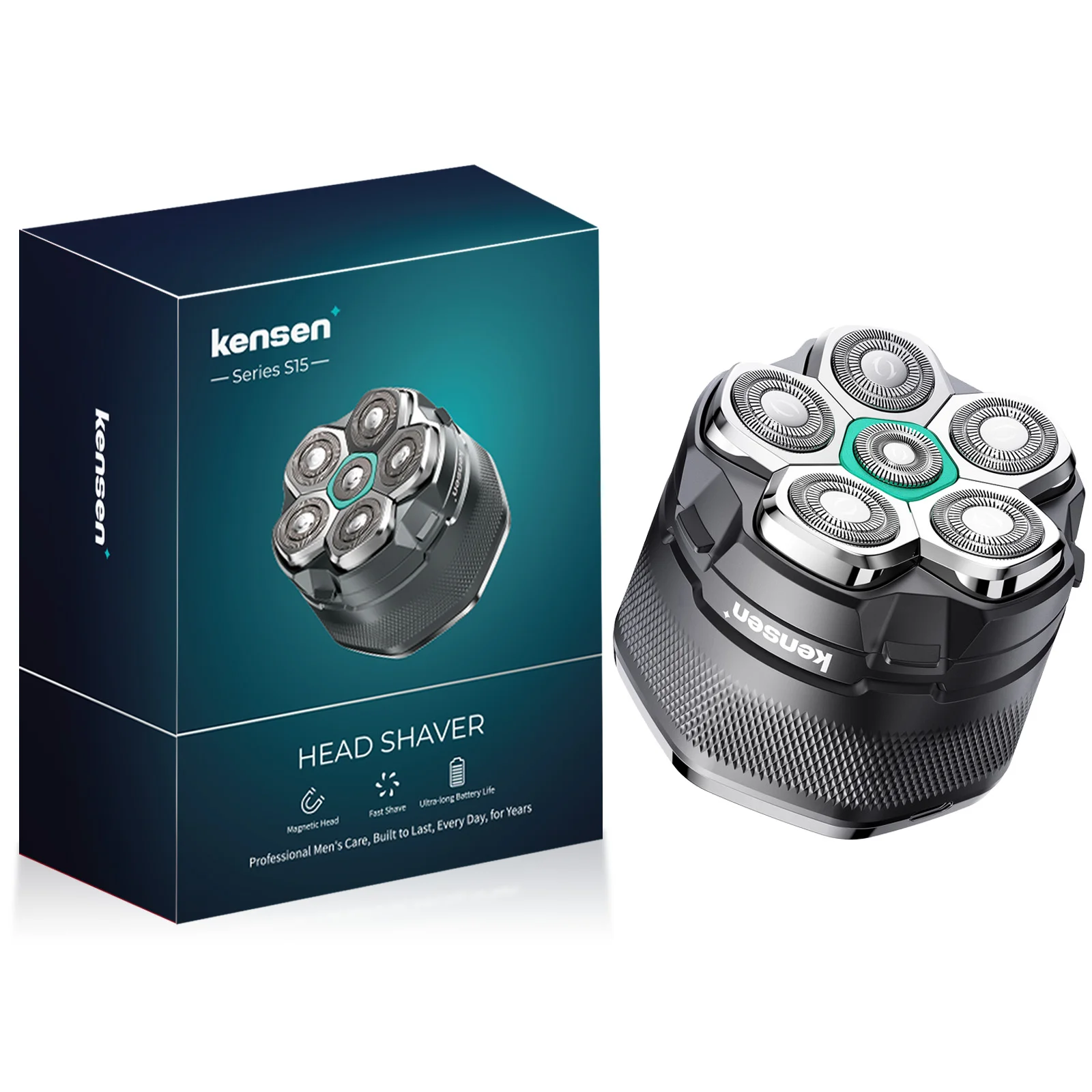 Afeitadora eléctrica para cabeza KENSEN para hombres calvos, maquinilla magnética 6D, recortadora de barba, recargable por USB, pantalla LED, resistente al agua. - Imagen 7