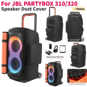 Funda protectora acolchada para altavoz portátil con cierre de cremallera, doble cara, para JBL PARTYBOX 520.