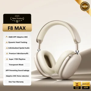 Auriculares inalámbricos Picun F8 Pro ANC con audio espacial 3D, seguimiento de cabeza, cancelación de ruido activa de -52 dB, auriculares Bluetooth HIFI con cancelación de ruido activa, micrófono HD y baja latencia.