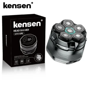 Afeitadora eléctrica para cabeza KENSEN para hombres calvos, maquinilla magnética 6D, recortadora de barba, recargable por USB, pantalla LED, resistente al agua.