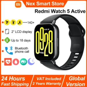 Nuevo reloj inteligente Xiaomi Redmi Watch 5 Active, pantalla LCD de 2", monitorización continua de frecuencia cardíaca y oxígeno en sangre, Bluetooth y llamadas.