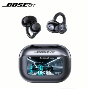Auriculares inalámbricos Bluetooth con clip BOSEXT TOUR Pro7, pantalla inteligente a todo color, cancelación de ruido y control mediante aplicación.